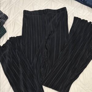 Divided Black Wide Leg Pants with Pinstripes